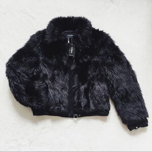 Express Black Faux Fur Bomber Jacket